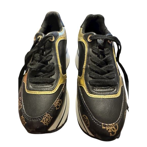 Guess Size 7 1/2 US Black/Gold Platform Shoes - Picture 1 of 7